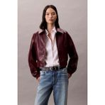 Calvin Klein Jeans Kısa Kesim Kırışık Suni Deri Kadın Bordo Ceket LV047C518G-VLP - Kırmızı