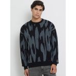 Calvin Klein Jeans Lacivert Erkek Relaxed Desenli Kazak LV04RD310GWD7 Ls Abstract Jacquard