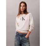 Calvin Klein Jeans Monologo Uzun Kollu Rahat Kesim Penye Bisiklet Yaka Kadın Gri Sweatshirt LV047B23