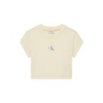 Calvin Klein Jeans Sarı Kadın Baskılı T-Shirt STRIPED MONOLOGO BABY RIB TEE