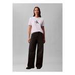 Calvin Klein Jeans Yuvarlak Yaka Baskılı Beyaz Kadın T-Shirt SS SEQUIN CK GRAPHIC TEE
