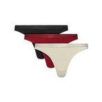 Calvin Klein Kadın 3'lü Tanga Külotu, Slip, Siyah-Kırmızı, L Beden