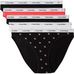Calvin Klein Kadın 5'li paket külot bikini şeklinde düşük bel iç çamaşırı, Pembe (Siyah/Siyah/Kar Isıtıcı/ Punch P), S