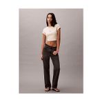 Calvin Klein Kadın Baby Rib Örgü Monologo Grafik Detaylı T-Shirt - Sarı - XS