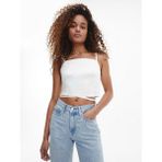 Calvin Klein Kadın Belden Bağlamalı Pamuklu Askılı Bluz - Beyaz