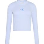 Calvin Klein Kadın Buz Mavisi Calvin Klein Ls Monologo Baby Tee Kadın Mavi Uzun Kollu T-Shirt - 2XS