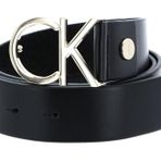 Calvin Klein Kadın CK ADJ.LOGO BELT 3.5CM Kemer BLACK LEATHER & LIGHT GOLD BUCKLE 75