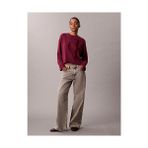 Calvin Klein Kadın Ck Smooth Monogram Detaylı Pamuklu Kazak - Bordo - XS