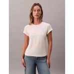 Calvin Klein Kadın Dar Kalıp Logo Detaylı Pamuklu Kısa Kollu Beyaz T-Shirt LV047E222G-YAC