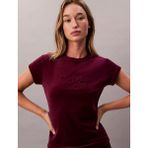 Calvin Klein Kadın Dar Kalıp Logo Detaylı Pamuklu Kısa Kollu Fuşya T-Shirt LV047E222G-2EV - XL