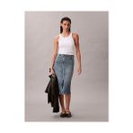 Calvin Klein Kadın Denim Zip Front Etek - Vintage Mavi - 27