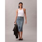 Calvin Klein Kadın Denim Zip Front Etek - Vintage Mavi - 28