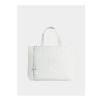Calvin Klein Kadın Deri CK Kabartma Monogram Yazı Detay Geniş Kısa Kulp Gri1 Omuz Çantası LV04K3111G-GN9