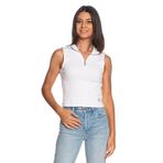 Calvin Klein Kadın Dik Yaka Yarım Fermuarlı Kolsuz T-Shirt - Beyaz