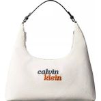 Calvin Klein Kadın Dokuma Kumaş Logo Nakışlı Fermuarlı Beyaz Omuz Çantası LV04F3742G-XSI