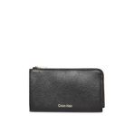 Calvin Klein Kadın FOIL LOGO TOP ZIP CARDCASE Cüzdan Black/Toasted Coconut Tek Beden