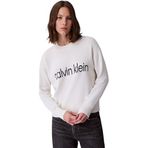 Calvin Klein Kadın Jakarlı Logolu Triko Kazak - Krem, Tofu, L