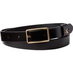 Calvin Klein Kadın Kare Toka Ck Loop 25 mm Lv04f7050g Kemerler (1 Paket), Siyah (Siyah / Antik Açık Altın), 85