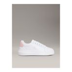 Calvin Klein Kadın Kontrast Desenli CK Logolu Deri Beyaz-Pembe Sneaker
