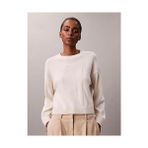 Calvin Klein Kadın Long Sleeve Smooth Kazak - Beyaz
