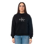 Calvin Klein Kadın LS MONOLOGO FRENCH TERRY RLXD CR Sweatshirt Black L