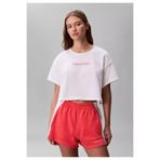 Calvin Klein Kadın Marka Logolu Günlük Kullanıma Uygun Beyaz T-Shirt LV00Q61201 100