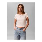 Calvin Klein Kadın Marka Logolu Günlük Kullanıma Uygun Ekru T-Shirt LV047C200G F7J