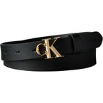 Calvin Klein Kadın Metal Tokalı Marka Logolu Deri Siyah-Gold Kemer Lv04F7060G-Yıh,Siyah-Gold 75