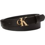 Calvin Klein Kadın Metal Tokalı Marka Logolu Deri Siyah-Gold Kemer Lv04F7060G-Yıh,Siyah-Gold 80