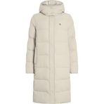 Calvin Klein Kadın Monologo Non Down Long Puffer Mont, Uzun Kışlık Dolgu Mont, Krem, XS Beden