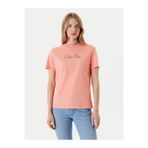 Calvin Klein Kadın Normal Kalıp Yuvarlak Yakalı %100 Pamuk Logo Desenli Kısa Kollu Turuncu T-Shirt
