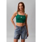 Calvin Klein Kadın Normal Kesim Ip Askılı Ck Logo Etiketli Crop Yeşil T-Shirt LV047F221G-L4G - XS