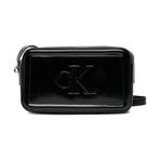 Calvin Klein Kadın Parlak Deri Fermuar Kapama Ayarlanabilir Askı Ck Yazı Desen Siyah Omuz Çantası Lv04f3331g-ub1-12117 Siyah