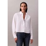 Calvin Klein Kadın Solid Boxy Cropped Shirt Gömlek - Beyaz - XL