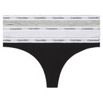 Calvin Klein Kadın THONG 3PK Tanga Black/White/Grey Heather S