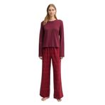 Calvin Klein Kadın Uzun Kollu Flanel Pijama Takımı, Kırmızı, L Beden