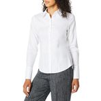 Calvin Klein Kadın Uzun Kollu Kırışıklık Ücretsiz Düğme Aşağı Bluz, Beyaz, 34