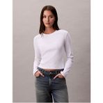 Calvin Klein Kadın Uzun Kollu Pamuklu Beyaz T-Shirt LV047A803G-YAA Bisiklet Yaka Casual Tarz XL