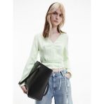 Calvin Klein Kadın Uzun Kollu Wrap Bluz - Yeşil - M