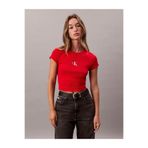 Calvin Klein Kadın Yuvarlak Yaka Kısa Kollu Kısa Kırmızı T-Shirt LV047AB802-VMT