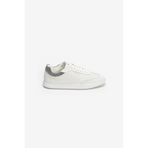 Calvin Klein Kadın's Cupsole LACE UP - LTH SUE Mix Spor Ayakkabı, Kapalı Beyaz/Alaycı, 39 EU