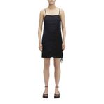 Calvin Klein Kare Yaka Kısa Keten Mini Elbise, Siyah, 36