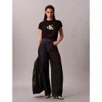 Calvin Klein Kısa Kollu Klasik Monologo Metalik Bisiklet Yaka Kadın Siyah T-Shirt Lv047e819g-Ub1