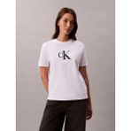 Calvin Klein Kısa Kollu Payetli Ck Grafikli Kadın Beyaz T-Shirt LV044E215G-YAA - M