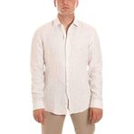 Calvin Klein Linen Stripe Slim Erkek Gömlek, Bej, 39 Beden
