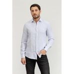 Calvin Klein Linen Stripe Slim Erkek Gömlek, Mavi, 39 Beden
