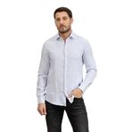 Calvin Klein Linen Stripe Slim Erkek Gömlek, Mavi, 40 Beden