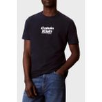 Calvin Klein Logolu % 100 Pamuk Bisiklet Yaka T Shirt LV14RF803GCEF Erkek T Shirt LV14RF803G Cef - Lacivert