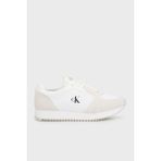 Calvin Klein Logolu Süet Detaylı Sneaker Ayakkabı YW0YW0164402Z Bayan Ayakkabı YW0YW01644 02Z - Beyaz - Bej