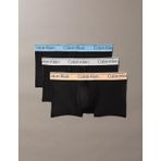 Calvin Klein LOW RISE TRUNK 3Pk Erkek Boxer, Black Bodies w/Gulf Blue/Light Cas, S